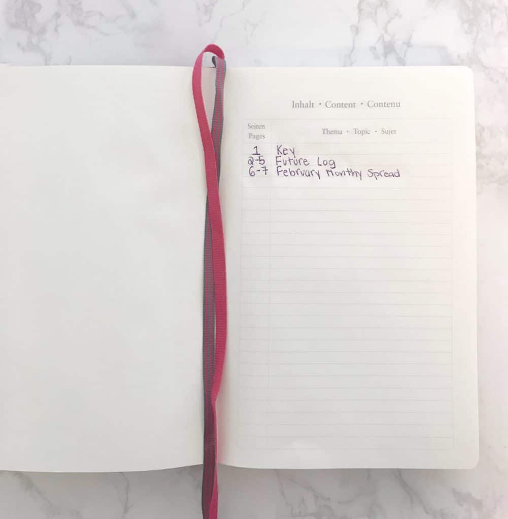 Bullet Journal Index