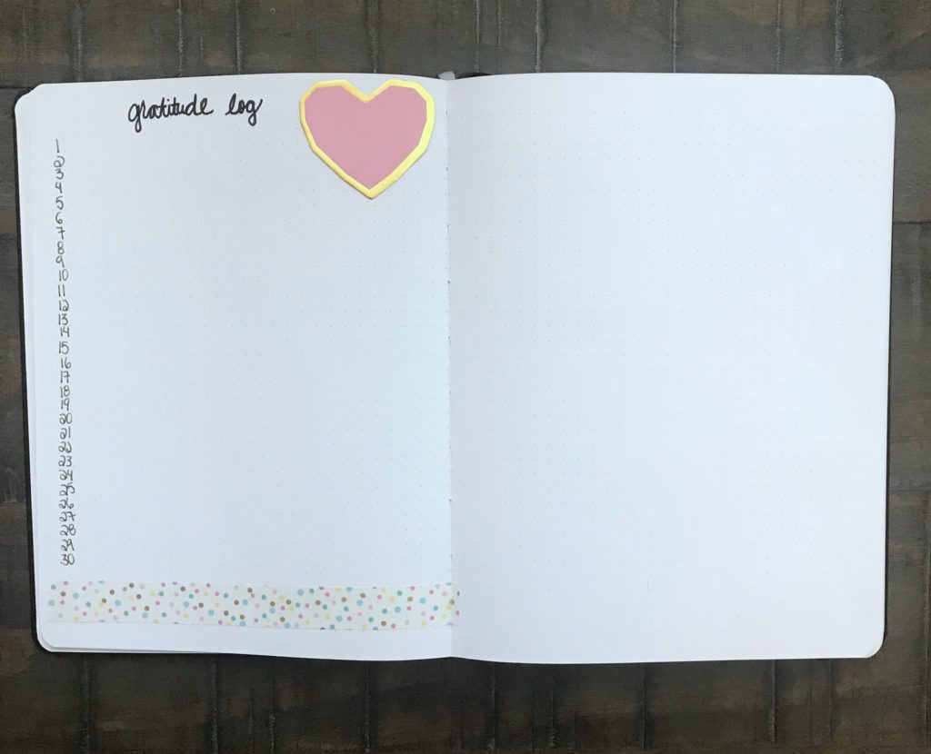 Learn to be thankful for the little things by using a gratitude log in your bullet journal! This monthly layout if a wonderful bullet journal idea!