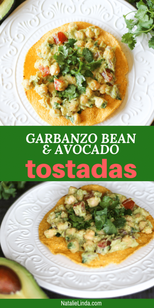 Try these healthy and refreshing garbanzo bean tostadas recipe! They're delicious, vegan, easy-to-make. and full of protein! It'll become a family-favorite vegan meal!