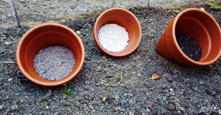 One pot of coarse sand, one pot of perlite, and one pot of potting soil for mixing your own DIY Succulents Soil!